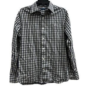 FISH HIPPIE blue plaid king sleeve button front sz S